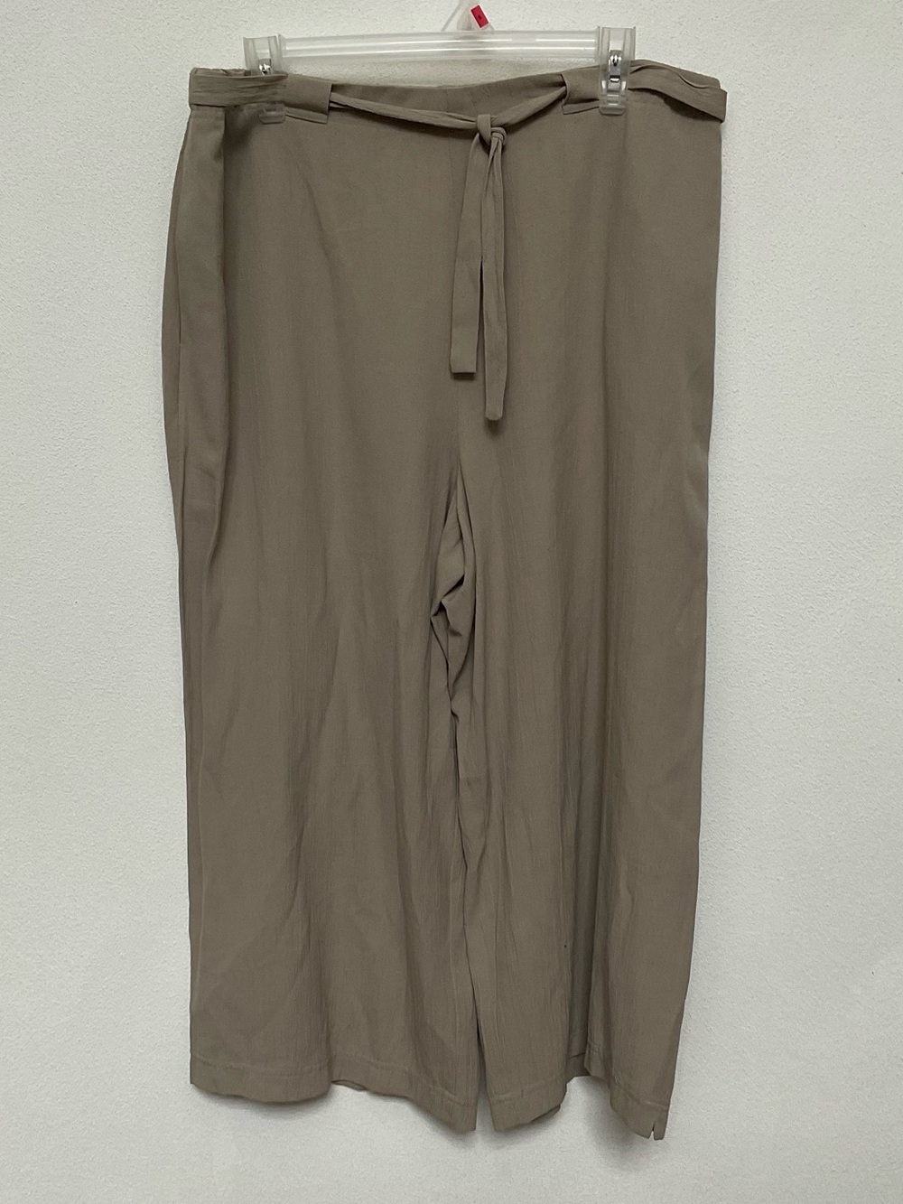Coldwater Creek Taupe Flowy Wide Leg Pull On Trouser Pants Size PXL Belt